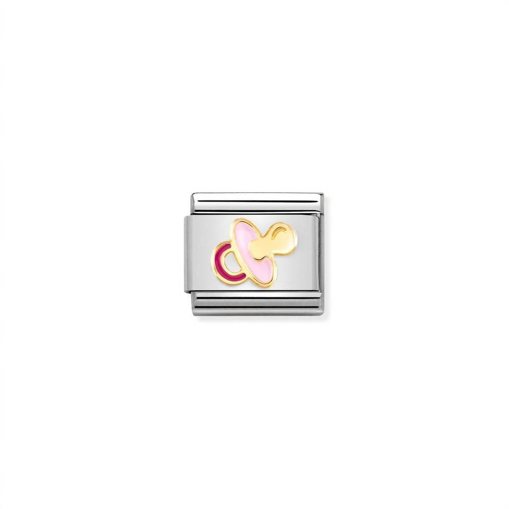 NEW NOMINATION unisex baby links bracelet in pink pacifier